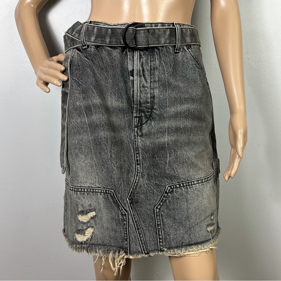 NEW BEN TAVERNITI UNRAVEL PROJECT DISTRESSED DENIM SKIRT - Picture 2 of 8